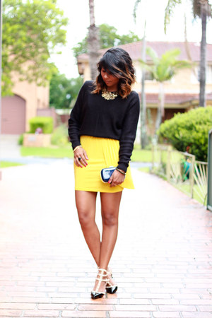 dark gray rockstud Valentino heels - yellow yellow jersey asos dress
