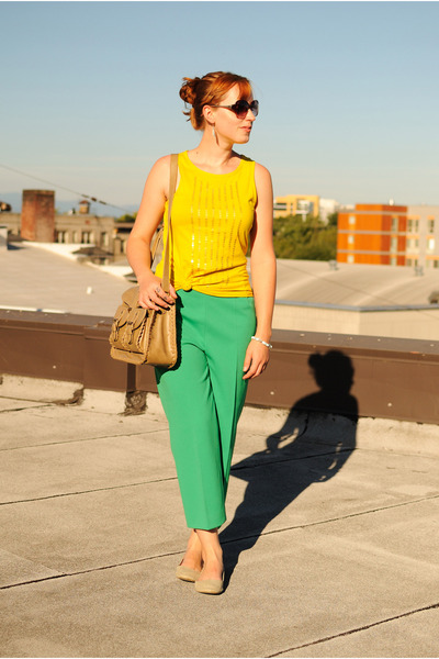 black pants nude flats