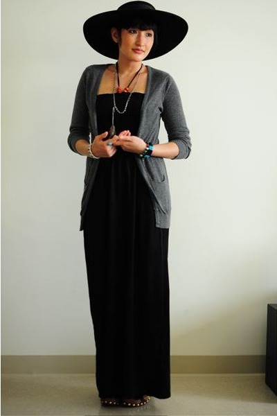 2010 Fashion Trends Hats on Black Vintage Hat Gray Forever 21 Cardigan Black Ross Dress Silver
